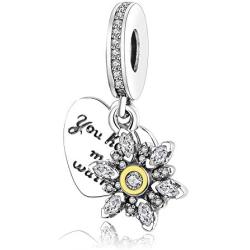 BOLENVI You Keep Me Warm - Snowflake Winter Love 925 Sterling Silver Dangle Pendant Charm Bead For Pandora & Similar Charm Bracelets or Necklaces