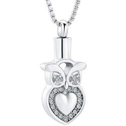 zeqingjw Crystal Owl Cremation Jewelry Pendant for Ashes for Animal Memorial Lockets Keepsake Pet Urns Necklace Jewelry for Ashes