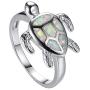 Health and Longevity Sea Turtle Jewelry Rings Created White Opal Sea Turtle Birthstone Sterling Silver Ring
