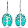 Oval Lapis Turquoise Abalone Leverback Mother Of Pearl Family Tree Of Life Dangle Earrings For Women Sterling Silver