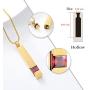 Gold Cremation Jewelry for Ashes Necklace Stainless Steel Crystal Bar Charm Urn Pendants Ashes Cube Memorial Keepsake Jewelry
