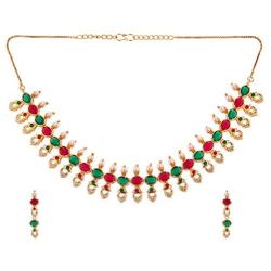 Efulgenz Indian Bollywood Gold Plated Crystal Rhinestone Faux Pearl Wedding Bridal Choker Necklace Earring Jewellery Set