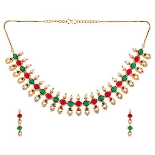 Efulgenz Indian Bollywood Gold Plated Crystal Rhinestone Faux Pearl Wedding Bridal Choker Necklace Earring Jewellery Set
