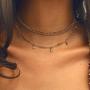 Ckecharfa Boho Layered Crystal Necklaces Gold Star Pendant Necklace Summer Beaded Choker Neck Chain Adjustable Jewelry Accessory for Women and Girls