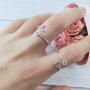 Silver Plated Initial 26 Alphabet Open Adjustable Mid Finger Ring Dainty Inlaid Crystal Jewelry