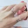 Silver Plated Initial 26 Alphabet Open Adjustable Mid Finger Ring Dainty Inlaid Crystal Jewelry