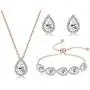 LOYALLOOK Wedding Jewelry for Bride CZ Teardrop Bridesmaid Earrings Bracelets Pendant Rhinestone Necklace Costume Jewelry Wedding Necklace Sets for Women Brides Bridesmaids