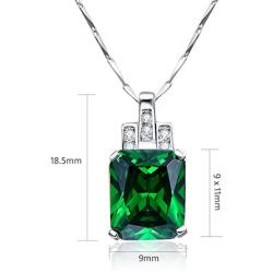 BONLAVIE Womens Pendant Necklace with Created Emerald Cubic Zirconia CZ Birthstone 925 Sterling Silver Chain Pendant Christmas Romantic Date Gift