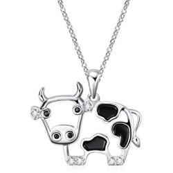 WINNICACA Cow Necklace Cow Gift Pendant 925 Sterling Silver Jewelry Birthday Mothers Day for Her Teen Girls