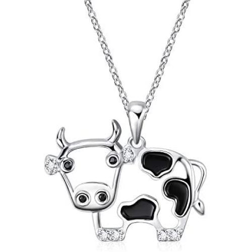 WINNICACA Cow Necklace Cow Gift Pendant 925 Sterling Silver Jewelry Birthday Mothers Day for Her Teen Girls