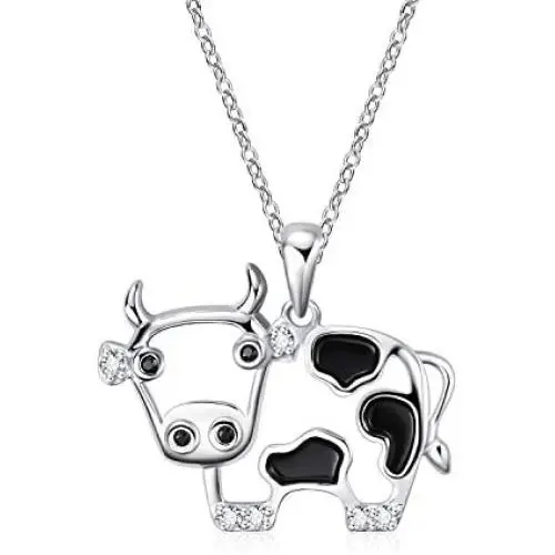 WINNICACA Cow Necklace Cow Gift Pendant 925 Sterling Silver Jewelry Birthday Mothers Day for Her Teen Girls WINNICACA Cow Necklace Cow Gift Pendant 925 Sterling Silver Jewelry Birthday Mothers Day for Her Teen Girls