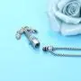 Urn Jewelry for Men, Anchor Urn Necklace for Ashes with Blue Opal Cremation Jewelry Memorial Keepsake Pendant
