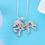 Nimteve Girls Necklaces Silver Tone Multicolored Crystals Horse Pendant Pony Mustang Charm Necklace for Little Girls 18 Inches
