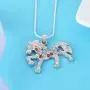 Nimteve Girls Necklaces Silver Tone Multicolored Crystals Horse Pendant Pony Mustang Charm Necklace for Little Girls 18 Inches