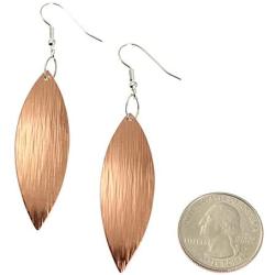 Copper Bark Leaf Drop Earrings - Handmade Copper Earrings - Jewelry Gifts for 7th Wedding Anniversary