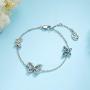 SISMIURRA Butterfly Link Bracelet 18K White Gold Plated Cubic Zirconia Chain Bracelet Birthday jewelry Gift for Women