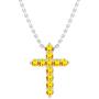 Dazzlingrock Collection Round Gemstone Ladies Cross Pendant (Silver Chain Included), 14K Gold