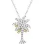 Caperci Two-Tone Sterling Silver Cubic Zirconia Flame Created Gemstone Pendant Necklace, 18