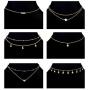 Ofeiyaa 12/16pcs Chain Gold Bead Necklace Coin Moon Star Pearl Pendant Chain Choker Multilayer Necklace Leather Cord Set for Women Men Adjustable Gold Tone