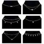 Ofeiyaa 12/16pcs Chain Gold Bead Necklace Coin Moon Star Pearl Pendant Chain Choker Multilayer Necklace Leather Cord Set for Women Men Adjustable Gold Tone
