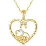 14k Gold Heart Pendant Necklace for Women, Real Gold Lucky Elephant Love Jewelry Gifts for Mother/Wife, 16+1+1 Inch 14k Gold Heart Pendant Necklace for Women, Real Gold Lucky Elephant Love Jewelry Gifts for Mother/Wife, 16+1+1 Inch