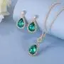 Swarovski Crystals Teardrop Pendant Necklace Earrings for Women 14K Gold Plated Hypoallergenic Jewelry Set