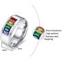 FOXI YOUTH Lovers Surgical Steel LGBT Gay Pride Lesbian Rainbow Colorful CZ Stone Inlay Band Ring Promise Wedding Engagement Rings:Silver-13#