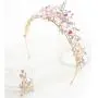Yean Gold Wedding Crown Bridal Tiaras with Earrings Pink Purple Headband for Women and Girls (Pink) Yean Gold Wedding Crown Bridal Tiaras with Earrings Pink Purple Headband for Women and Girls (Pink)