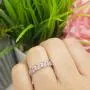 Dazzlingrock Collection 14k Round Ruby & White Diamond Ladies Anniversary Wedding Stackable Band Swirl Ring, White Gold