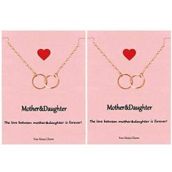Your Always Charm Mothers Day Gifts, Mother Daughter Necklace Bracelet,Two Interlocking Infinity Double Circles Jewelry Set Mothers Day Gift