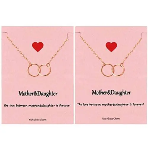Your Always Charm Mothers Day Gifts, Mother Daughter Necklace Bracelet,Two Interlocking Infinity Double Circles Jewelry Set Mothers Day Gift