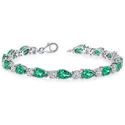 Peora 13.00 carats Pear Shape Simulated Emerald Bracelet in Sterling Silver