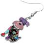 DUOWEI Zinc Alloy Cute Schnauzer Dog Earrings Charms Floral Dog Dangle Drop Jewelry Gifts for Women Girls Teens