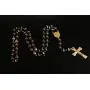 Mealguet Jewelry Fashion Stainless Steel Rubber Black Gold Plated Two-Tone Beaded Jesus Christ Crucifix Cross Rosary Necklace Mealguet Jewelry Fashion Stainless Steel Rubber Black Gold Plated Two-Tone Beaded Jesus Christ Crucifix Cross Rosary Necklace