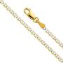 14k REAL Two Tone Gold Solid 2mm Flat Mariner White Pave Chain Necklace with Lobster Claw Clasp