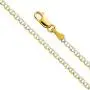 14k REAL Two Tone Gold Solid 2mm Flat Mariner White Pave Chain Necklace with Lobster Claw Clasp 14k REAL Two Tone Gold Solid 2mm Flat Mariner White Pave Chain Necklace with Lobster Claw Clasp
