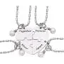 O.RIYA Together Forever Never Apart Four Piece Puzzle Heart Necklace Set Stainless Steel Pearl Charm