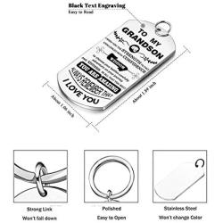NOVLOVE Inspirational Keychain Dog Tag Pendant Keyring i wish you the strength to face challenges Grandson Gifts from Grandma Grandpa with birthday and Christmas gift, White