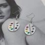 DAMLENG Unique Charm Paint Palette Dangle Earrings Paint Brush Drop Earrings For Women Artist Painter Jewelry Gifts (Silver)