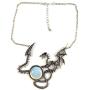 Skye Jewelry Large Full Body Dragon Statement Necklace w/Multi Color Moodstone Style Cabochon Design w/Adjustable Chain 15''-18'' & Dragon - 3 1/2'' x 3''