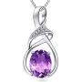 HXZZ Fine Jewelry Natural Gemstone Gifts for Women Sterling Silver Swiss Blue Topaz Amethyst Citrine Pendant Necklace