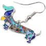 NEWEI Enamel Alloy Dachshund Dog Earrings Dangle Drop Fashion Cute Animal Jewelry for Women Girls Gift Charms