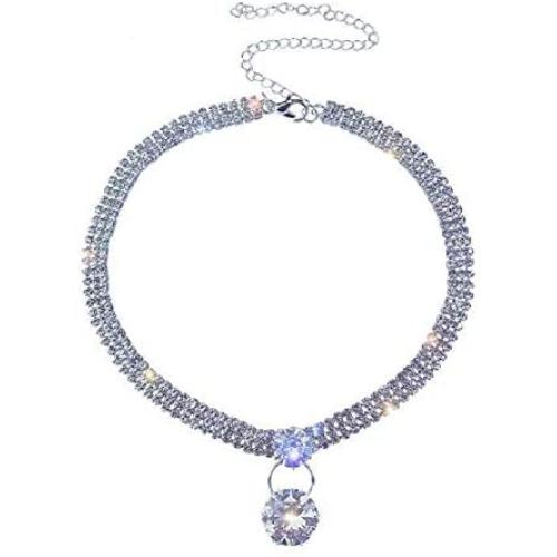 Bohemia Rhinestone Choker Crystal Necklace Pearl Choker Wedding Jewelry Bridal Necklace Diamond Pendant Choker for Women and Girls