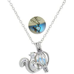 yiwushidaili Squirrel Luminous Pendant Necklace Fun Squirrel Pine Cone Necklace Cute Animal Jewelry for Woman Girl Teens