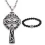 Gungneer Stainless Steel Irish Trinity Celtic Knot Cross Triquetra Pendant Necklace Keel Chain Jewelry Men Women