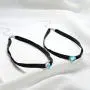 VIKI LYNN Black Velvet Choker Necklace Adjustable Blue Moonstone Choker Collar Necklace