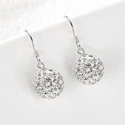 Jilyedoy Ear Ringing Aretes De Plata 925 Jewelry For Women Disco Crystal Ball Earrings 8mm/10mm/12mm With A Gift Box