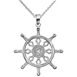 Religious Jewelry by FDJ Fine Sterling Silver Wheel of The Buddhist Dharma Pendant Necklace