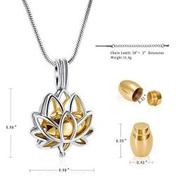 Cremation Jewelry Urn Pendant Necklace with Hollow Urn Cremation Jewelry for Ashes Lotus Flower Shape