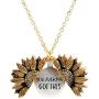 sloong You are My Sunshine Engraved Necklace Inspirational Sunflower Locket Necklace Jewelry for Women Girlfriend